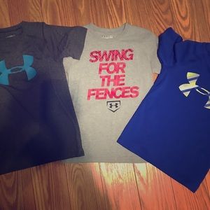 Three Under Armour Boys Tee Shorts Size Small